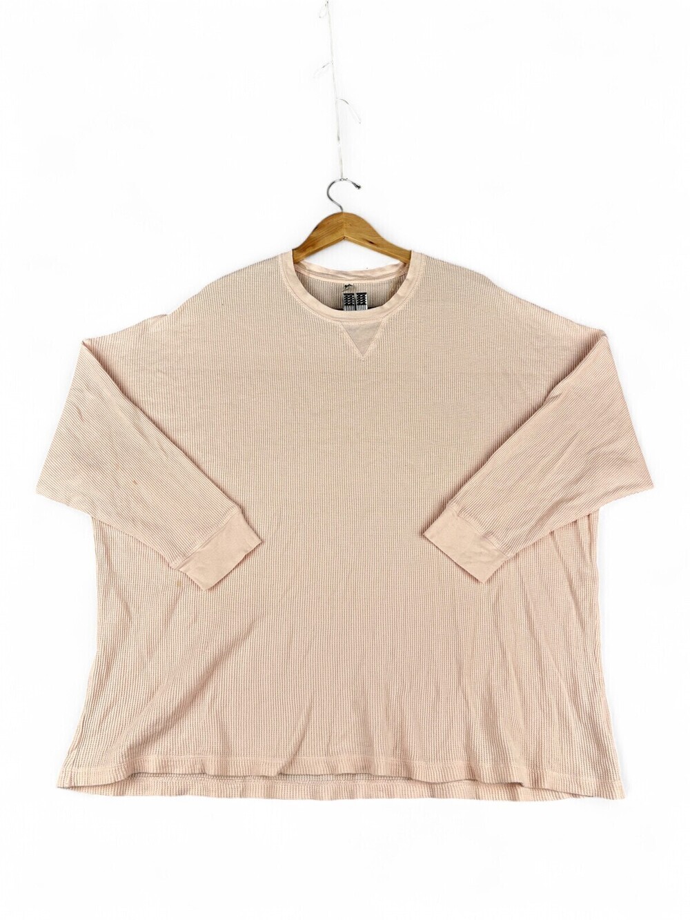 Free People Waffle Thermal Long Sleeve Top Oversized S Blush